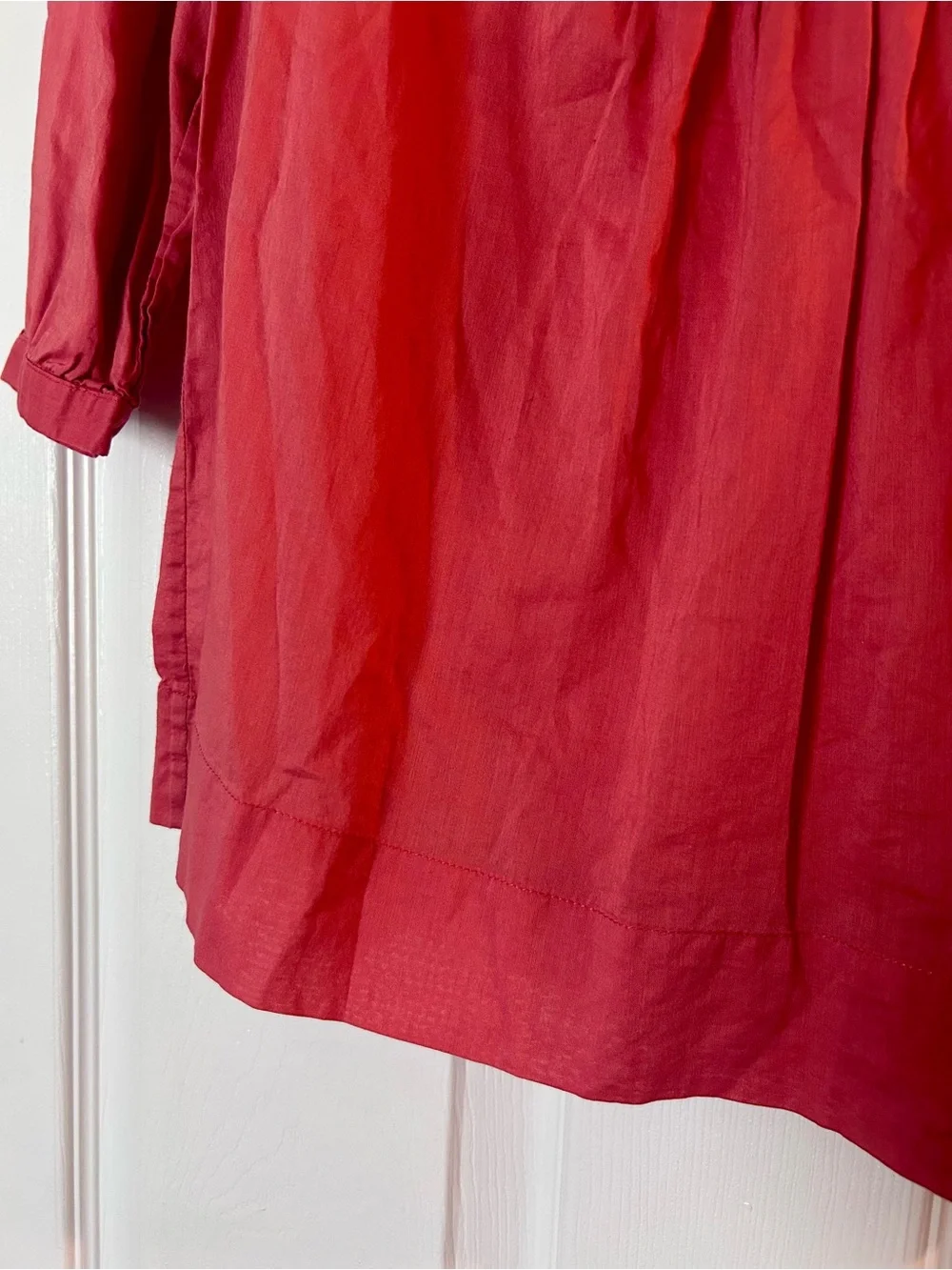 Banana Republic Crimson Pintuck Mandarin Collar Blouse, 100% Cotton